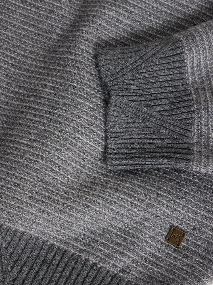 White Stuff Grey Newport Merino Jacquard Funnel Jumper - Image 6 of 6