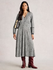 White Stuff Grey Megan Lace Jersey Dress - Image 1 of 6