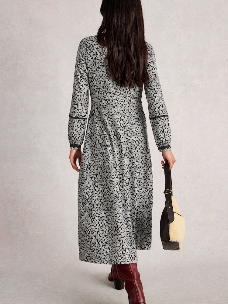 White Stuff Grey Megan Lace Jersey Dress - Image 2 of 6