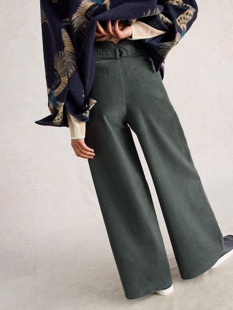 White Stuff Green Sasha Cord Wide Leg Trousers - Image 2 of 6