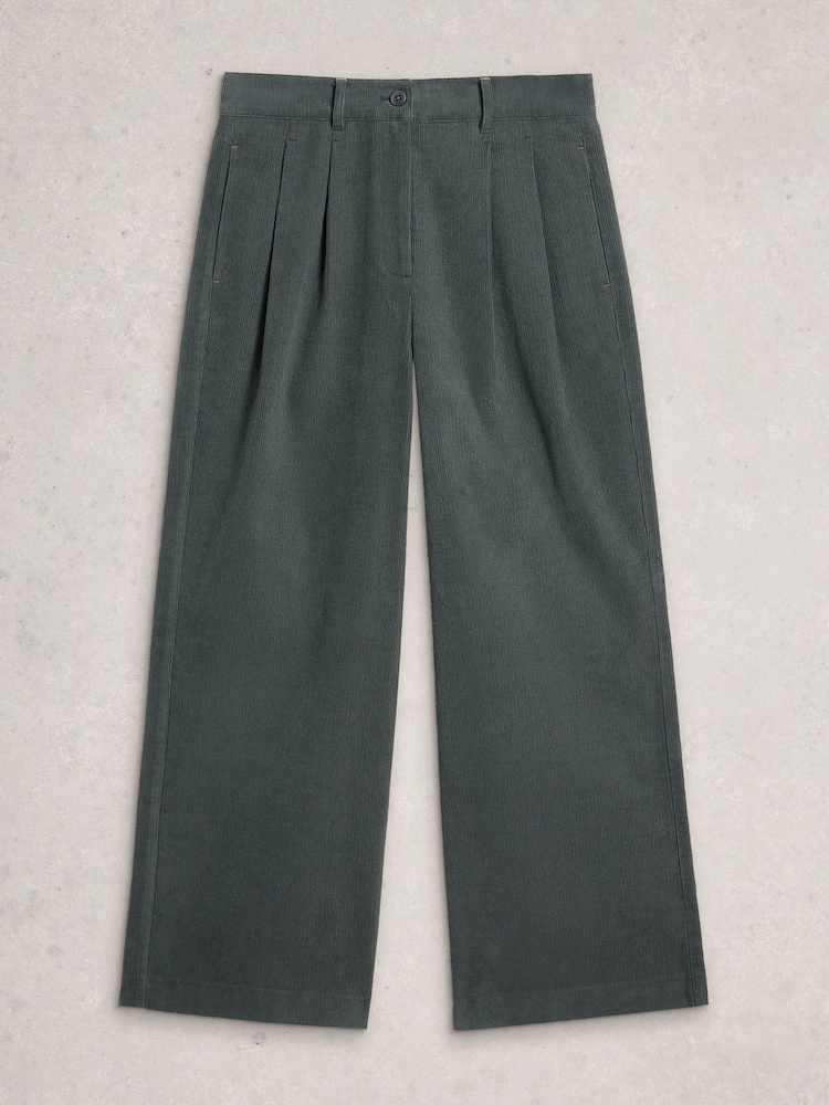 White Stuff Green Sasha Cord Wide Leg Trousers - Image 6 of 6