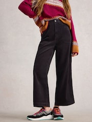 White Stuff Grey Tia Cord Wide Leg Crop Trousers - Image 1 of 6