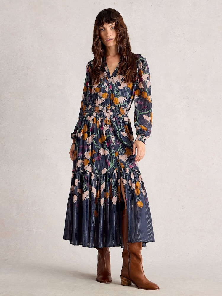 White Stuff Blue Yuki Midi Dress - Image 1 of 6 White Stuff Blue Yuki Midi Dress - Image 1 of 6