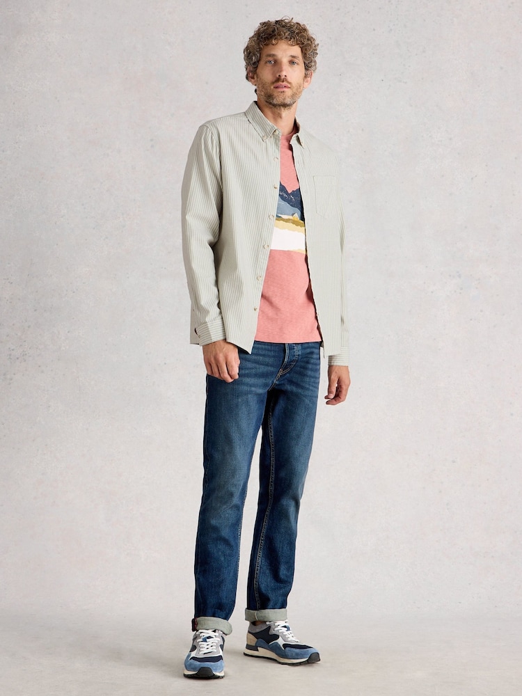 White Stuff Green Stamford Mini Stripe Shirt - Image 2 of 6