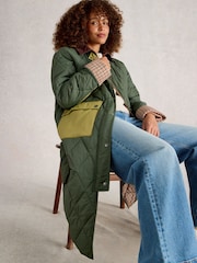 White Stuff Green Stella Longline Quilted Coat - Image 3 of 6