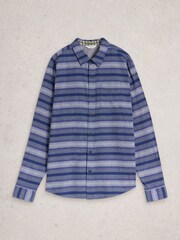 White Stuff Blue Upton Horizontal Stripe Shirt - Image 4 of 6