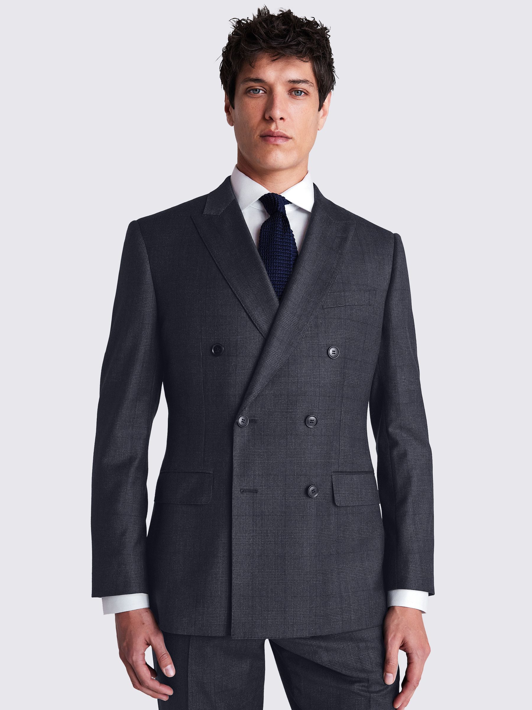 Buy MOSS Navy Check Double Breasted Tailored Fit Performance Suit