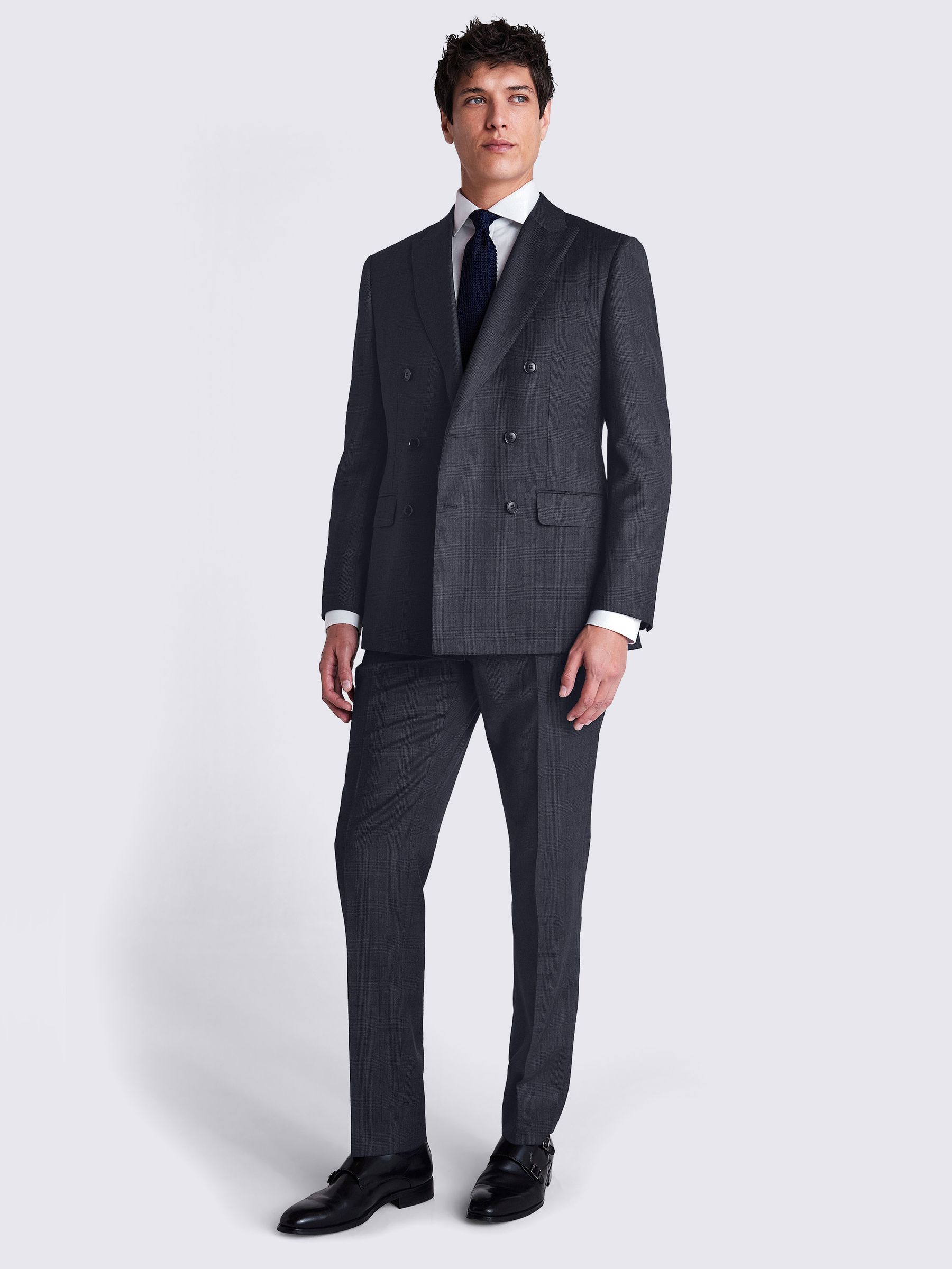 Buy MOSS Navy Check Double Breasted Tailored Fit Performance Suit