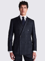 MOSS Navy Tailored Fit Performance Double Breasted Suit Jacket - Image 2 of 5