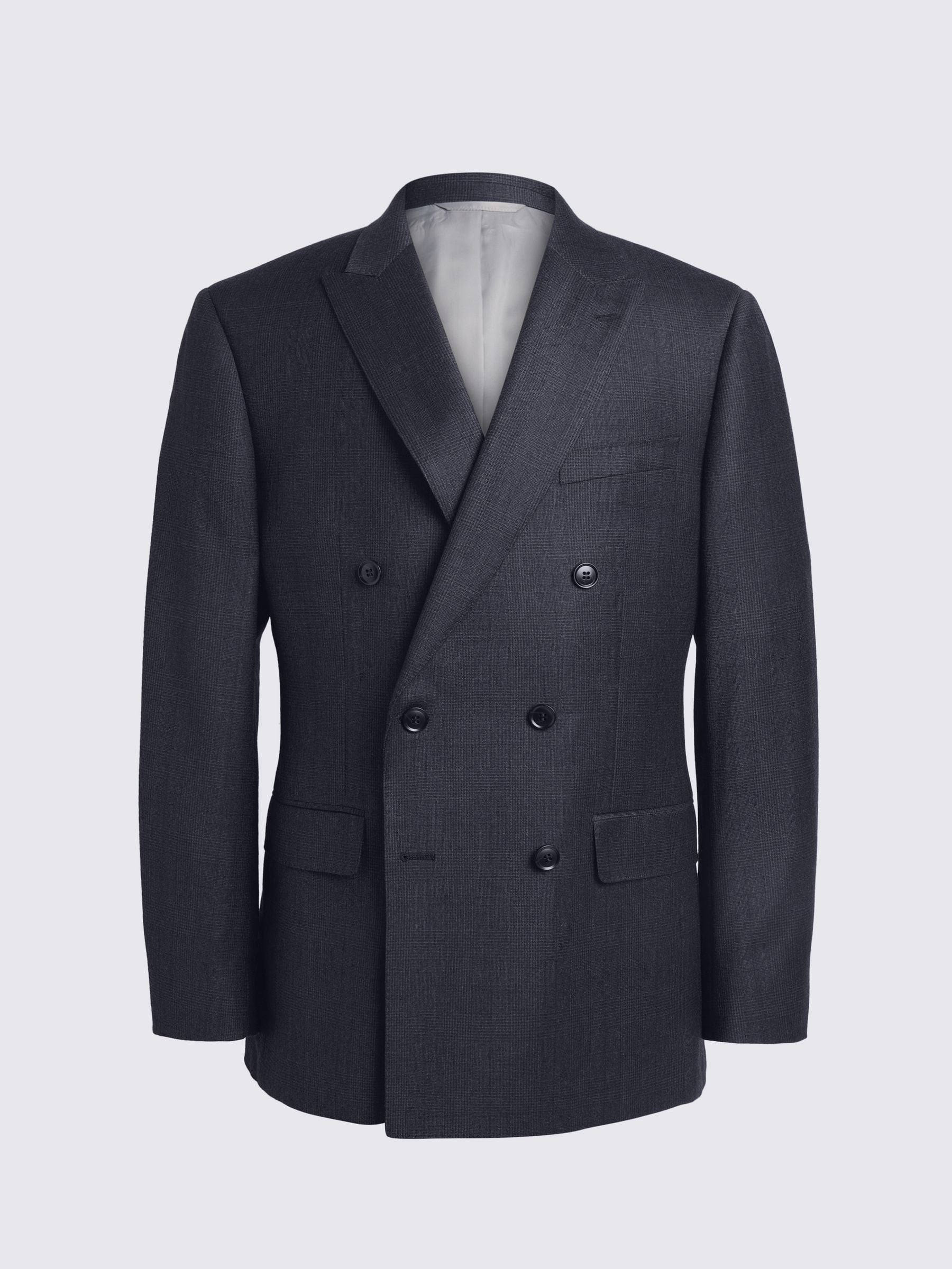 Buy MOSS Navy Check Double Breasted Tailored Fit Performance Suit