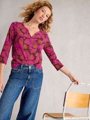 White Stuff Pink Nelly 3/4 Sleeve T-Shirt - Image 1 of 6