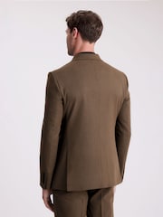MOSS Chestnut Slim Fit Flannel Double Breasted Suit Jacket - Image 2 of 4