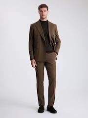 MOSS Chestnut Slim Fit Flannel Double Breasted Suit Jacket - Image 3 of 4