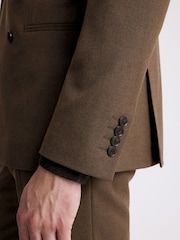 MOSS Chestnut Slim Fit Flannel Double Breasted Suit Jacket - Image 4 of 4