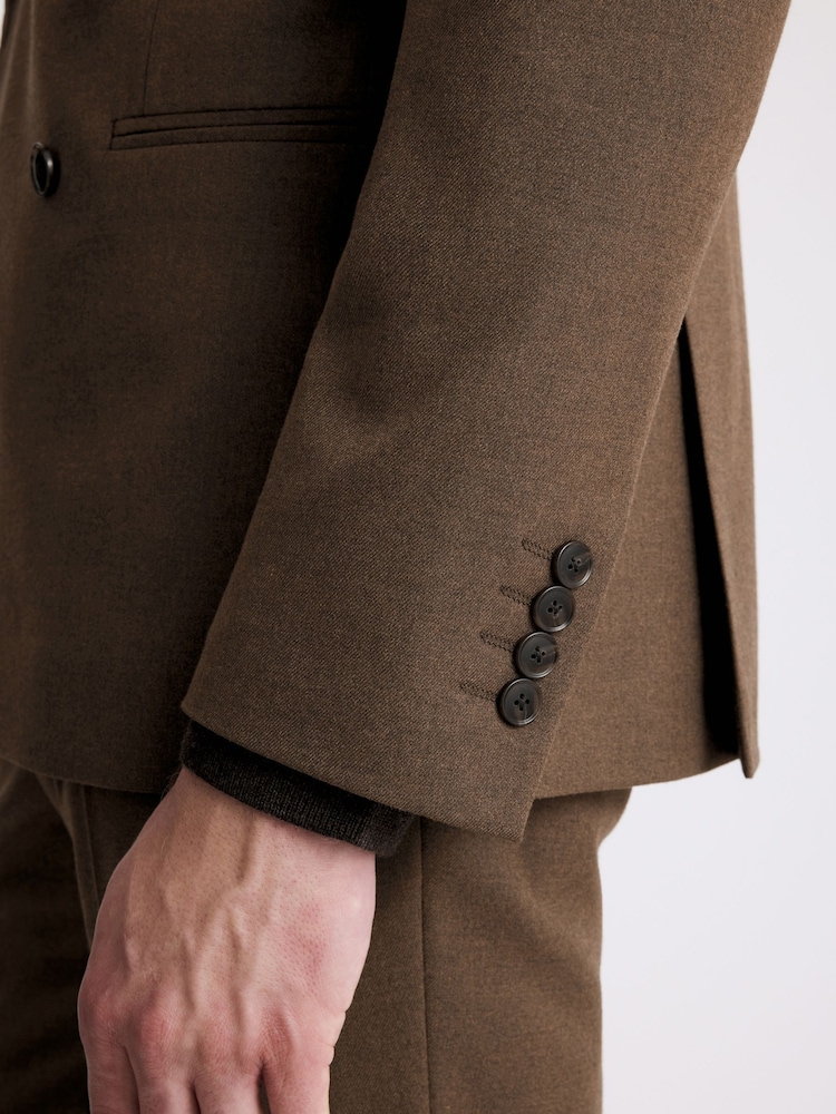 MOSS Chestnut Slim Fit Flannel Double Breasted Suit Jacket - Image 4 of 4 MOSS Chestnut Slim Fit Flannel Double Breasted Suit Jacket - Image 4 of 4