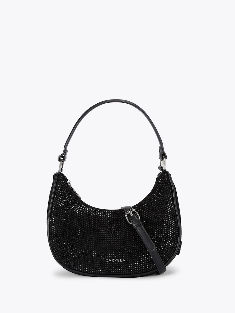Carvela Black Diamante Scoop Bag - Image 1 of 4 Carvela Black Diamante Scoop Bag - Image 1 of 4