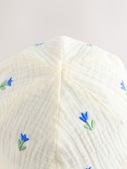 Cream/Blue Flowers - قبعة تغطي الرأس والرقبة (3 أشهر - 10 سنوات) - Image 2 of 3