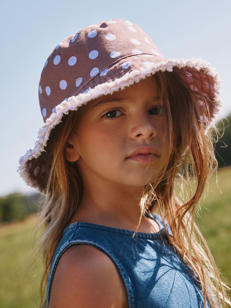 Chocolate/Purple Polka Dots Bucket Hat (3mths-16yrs) - Image 4 of 4