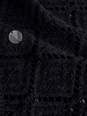 Black Cotton Crochet Mirror Sequin Vest - Image 6 of 7