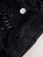 Black Cotton Crochet Mirror Sequin Vest - Image 7 of 7