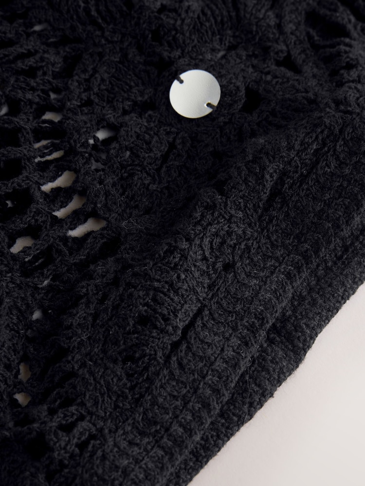 Black Cotton Crochet Mirror Sequin Vest - Image 7 of 7