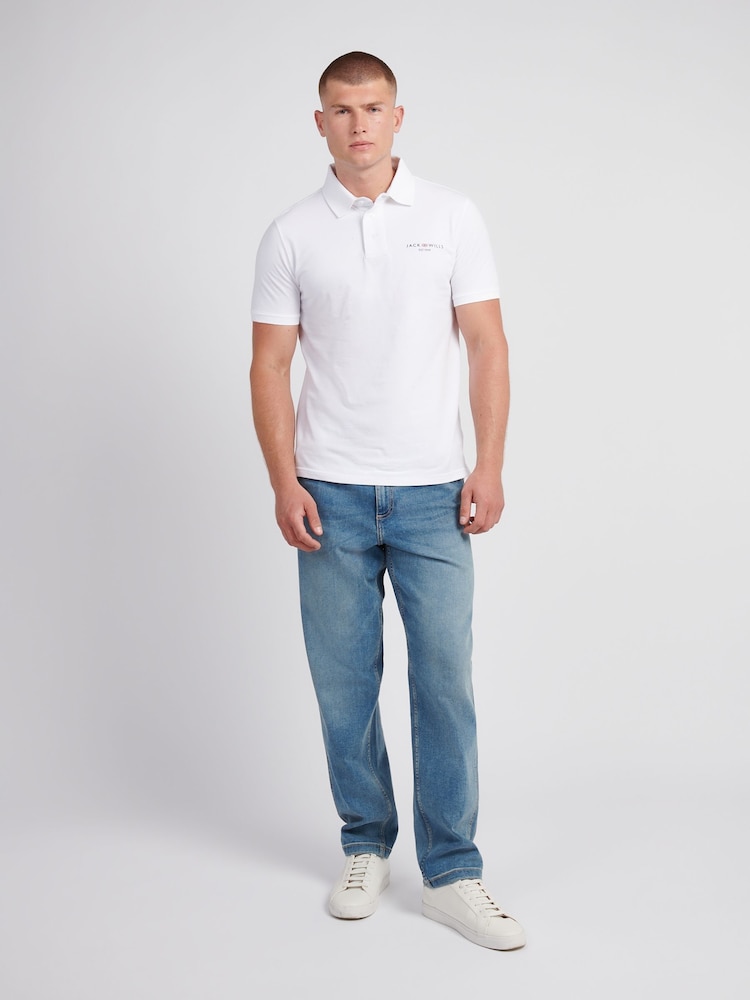 Jack Wills White Chest Union Flag Pique Polo Shirt - Image 2 of 6