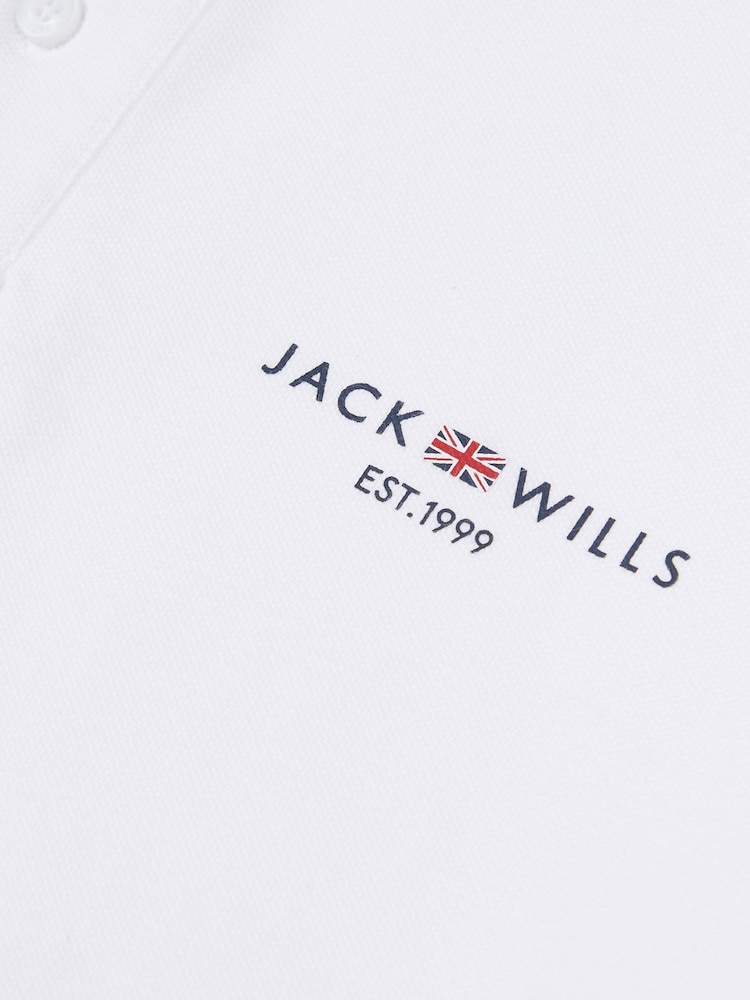 Jack Wills White Chest Union Flag Pique Polo Shirt - Image 6 of 6