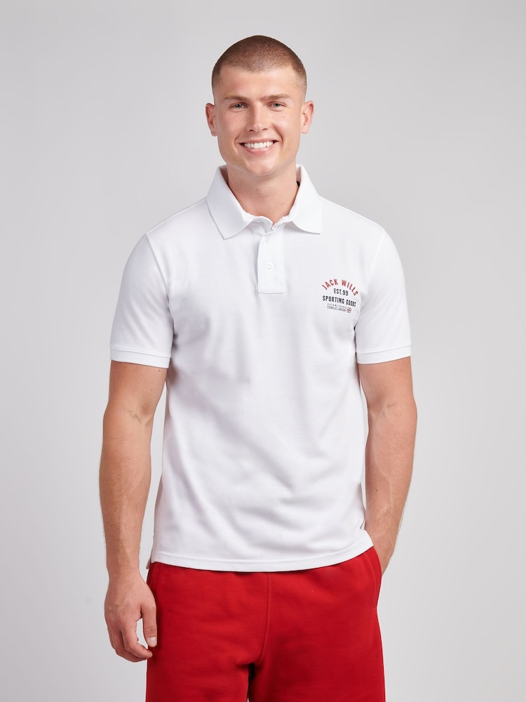 Jack Wills White Chest Arch Logo Pique Polo Shirt - Image 3 of 3
