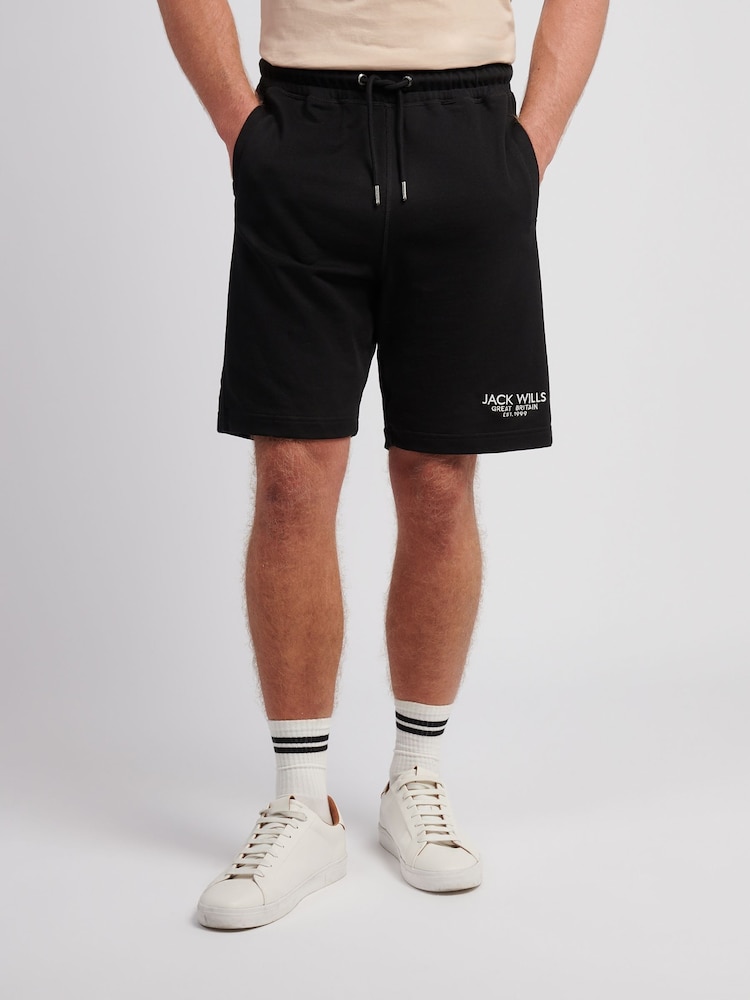 Jack Wills Black Loopback Shorts - Image 1 of 4 Jack Wills Black Loopback Shorts - Image 1 of 4