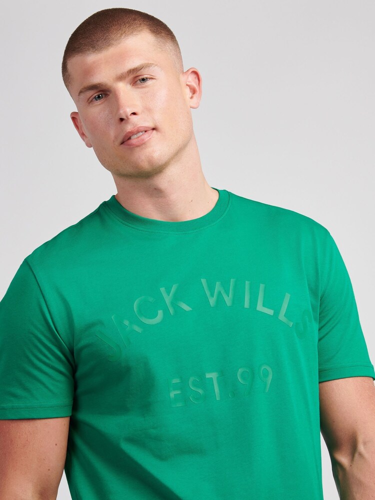 Jack Wills Green Logo Print T-Shirt - Image 2 of 3 Jack Wills Green Logo Print T-Shirt - Image 2 of 3