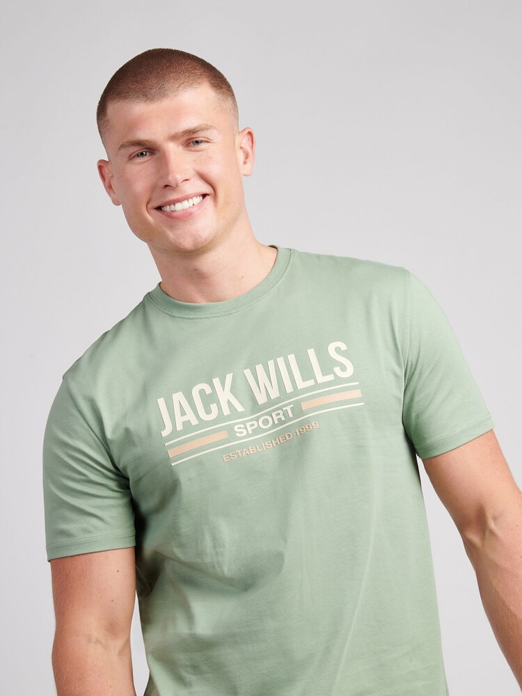 Jack Wills Green High Build Graphic T-Shirt - Image 2 of 3 Jack Wills Green High Build Graphic T-Shirt - Image 2 of 3