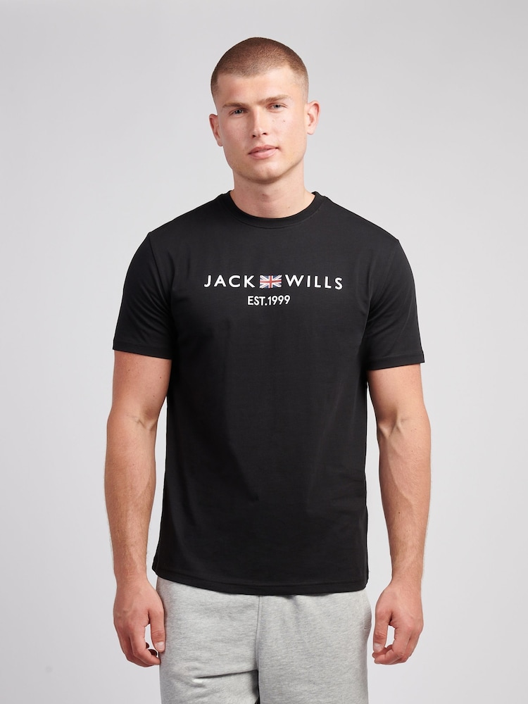Jack Wills Black Union Flag T-Shirt - Image 1 of 3 Jack Wills Black Union Flag T-Shirt - Image 1 of 3