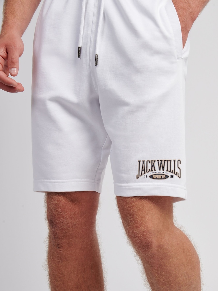 Jack Wills White Sports Team Loopback Shorts - Image 4 of 4