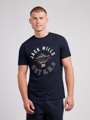Jack Wills Blue Stamp Graphic T-Shirt - Image 1 of 3
