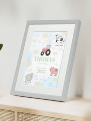 Personalised On The Day You Were Born Farmyard Framed Print by Jonnys Sister - Image 1 of 3