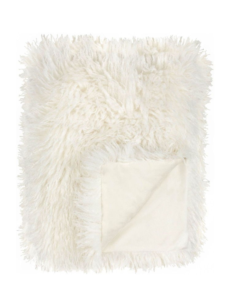 Furn Ecru Rowan Faux Fur Throw - Image 1 of 3 Furn Ecru Rowan Faux Fur Throw - Image 1 of 3