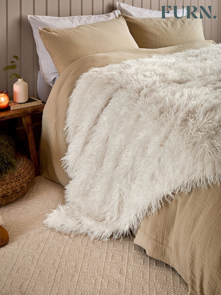 Furn Ecru Rowan Faux Fur Throw - Image 11 of 11 Furn Ecru Rowan Faux Fur Throw - Image 11 of 11