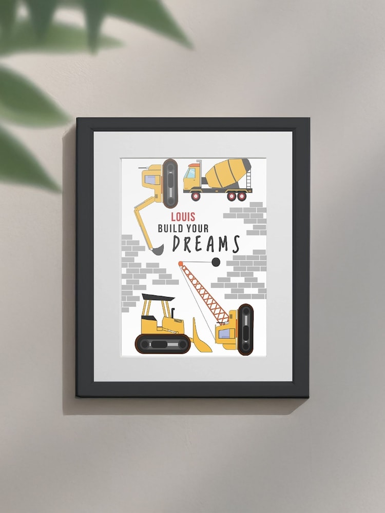 Personalised Construction Childrens Nursery Framed Print by Jonnys Sister - Image 3 of 3 Personalised Construction Childrens Nursery Framed Print by Jonnys Sister - Image 3 of 3