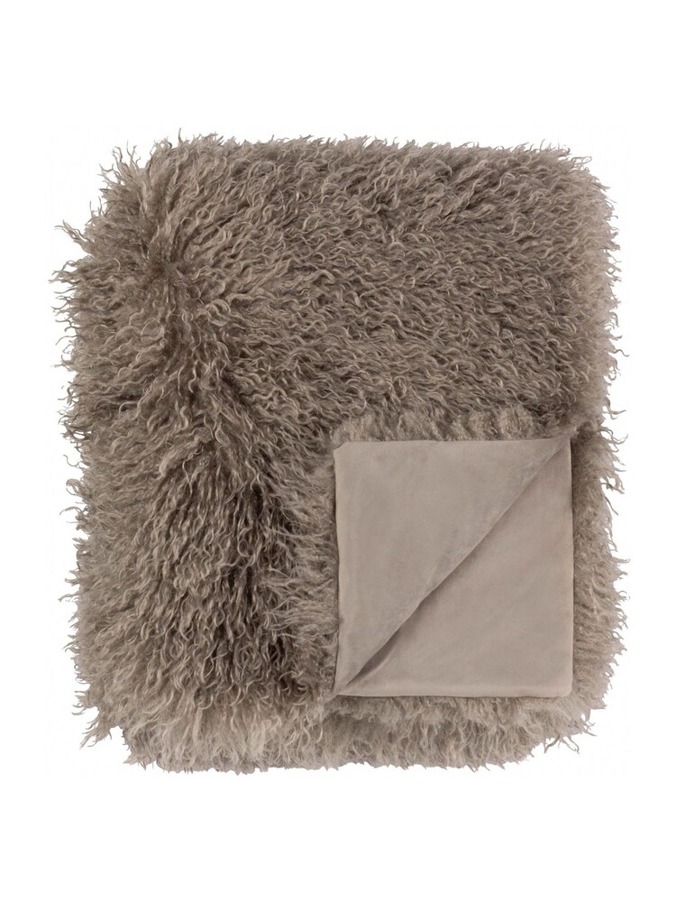 Furn Mocha Rowan Faux Fur Throw - Image 1 of 3