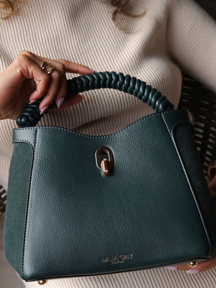 Luella Grey Blue Catherine Woven Handle Cross-Body Bag - Image 3 of 3