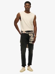 Superdry Cream Raw Edge Slub Tank Top - Image 3 of 5