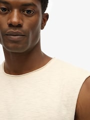 Superdry Cream Raw Edge Slub Tank Top - Image 4 of 5