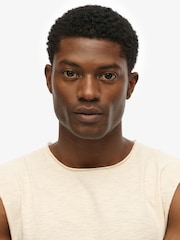 Superdry Cream Raw Edge Slub Tank Top - Image 5 of 5
