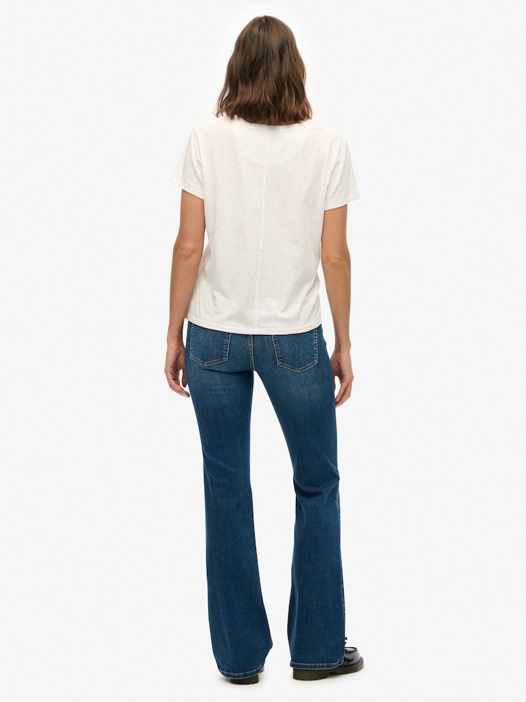 Superdry Blue Cotton Mid Rise Flare Jeans - Image 2 of 6