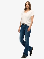 Superdry Blue Cotton Mid Rise Flare Jeans - Image 3 of 6