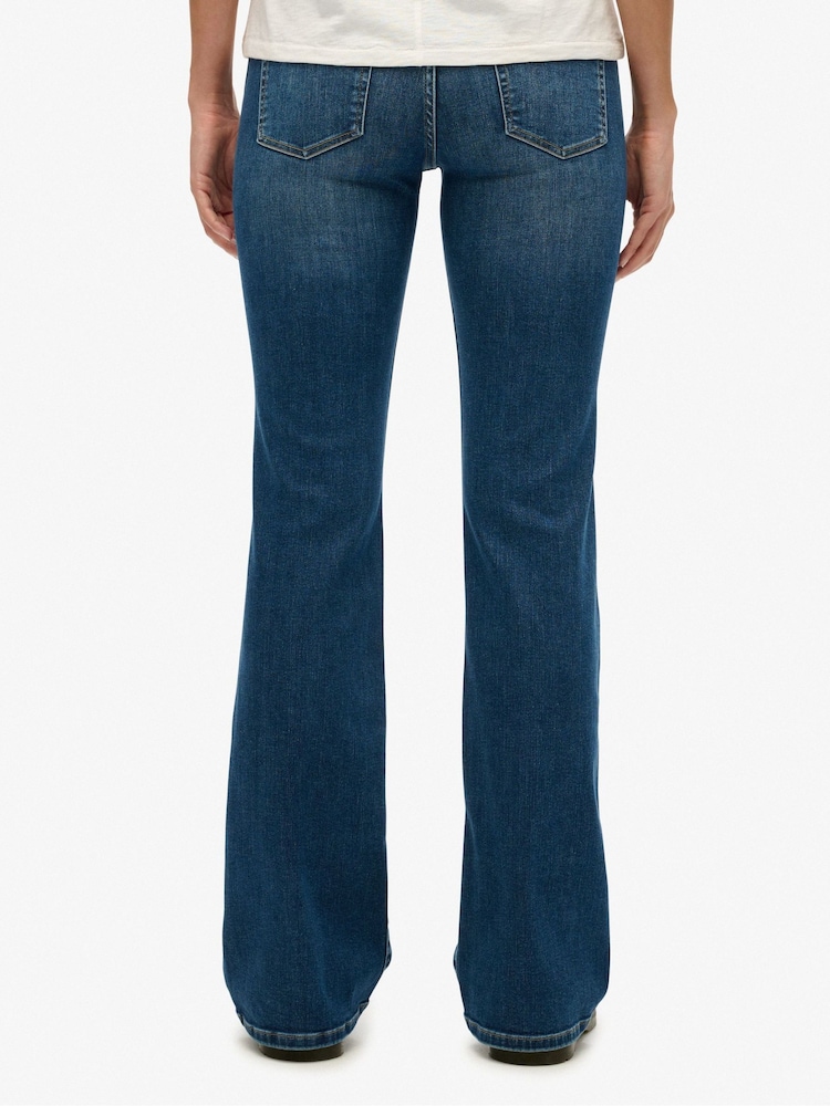 Superdry Blue Cotton Mid Rise Flare Jeans - Image 6 of 6