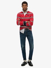 Superdry Red Vintage Athletic Stripe Rugby Top - Image 3 of 7