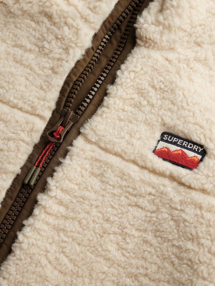 Superdry Cream Fleece Hybrid Jacket - Image 8 of 8 Superdry Cream Fleece Hybrid Jacket - Image 8 of 8