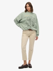 Superdry Green Tokyo Narrative Oversized Sweatshirt - Image 3 of 6