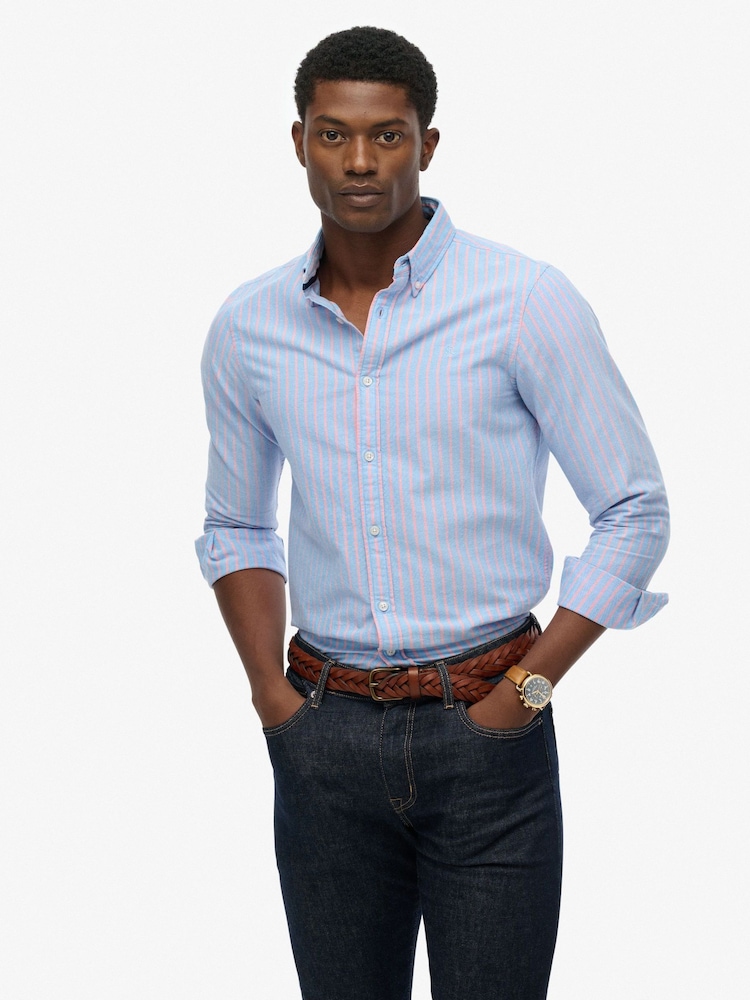 Superdry Blue Classic Oxford Long Sleeve Shirt - Image 1 of 7